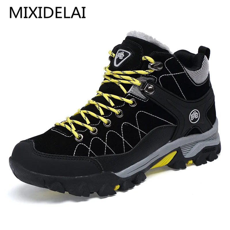 New Men Boots Winter With Fur 2019 Warm Snow Boots Men Winter Boots Work Shoes Men