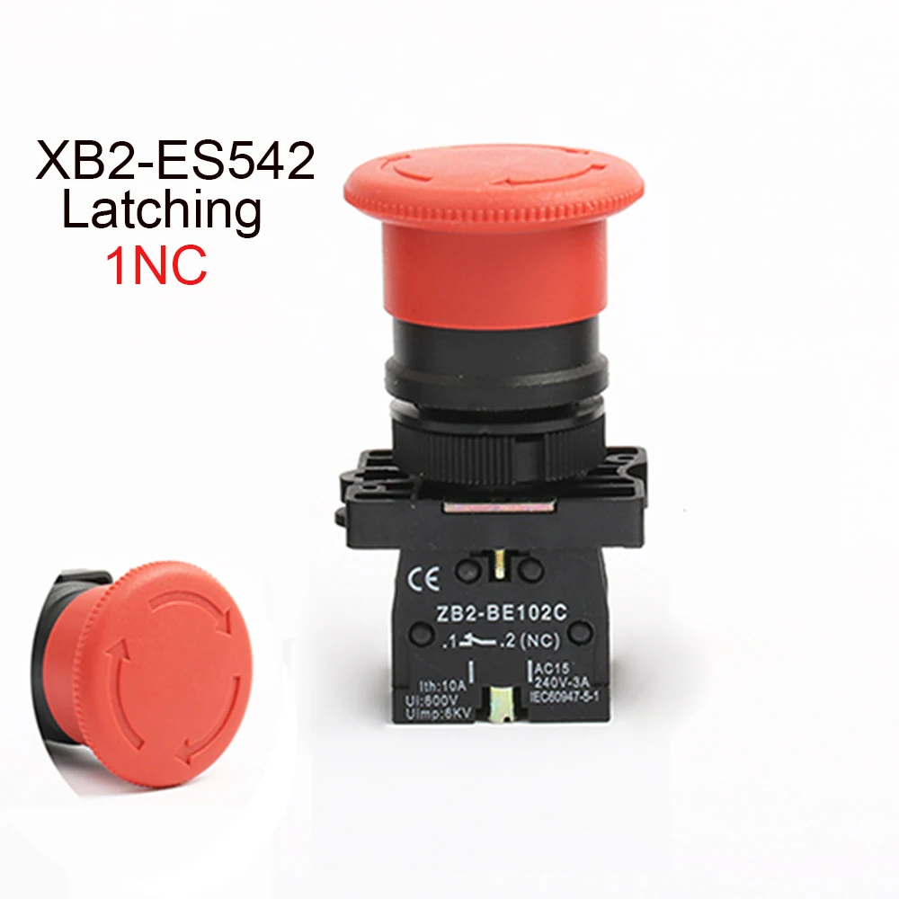 XB2-ES142 XB2-ES145 XB2-ES542 1NC/1NO1NC ключ перезагрузка, экстренная остановка кнопочный переключатель/фиксацией, Грибовидная головка 40 мм кнопочный переключатель
