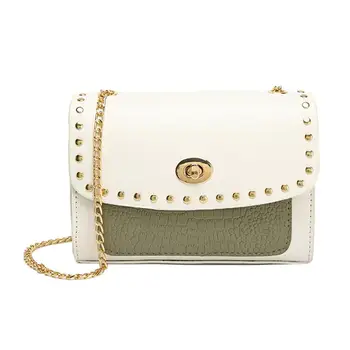 

Fashion Female Square Bag 2019 New Quality PU Leather Women's Designer Handbag Mini Flap Rivet Lock Chain Shoulder Messenger bag