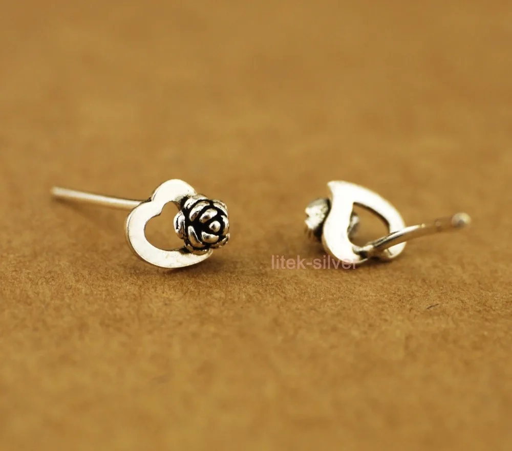 

No.55-60 925 Sterling Silver Cute Ball Star Flower Heart Post Stud Earrings Women T4