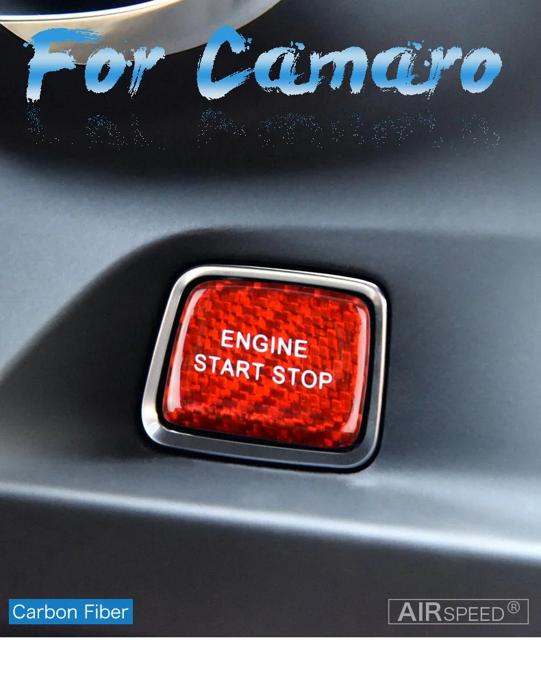 Chevrolet Camaro 2016+ Accessories Car Engine Start Stop Button Sticker Carbon Fiber Switch Button Cover Decoration (1)