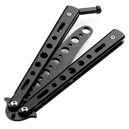 

Newest Black Metal Practice Butterfly Balisong Trainer Training Knife Dull Blade Tool