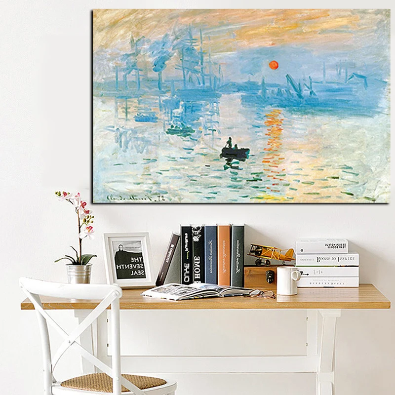HD Print Claude Monet Impression Sunrise Landscape Oil Painting on Canvas Art Wall Picture Canvas Poster for Living Room Cuadros
