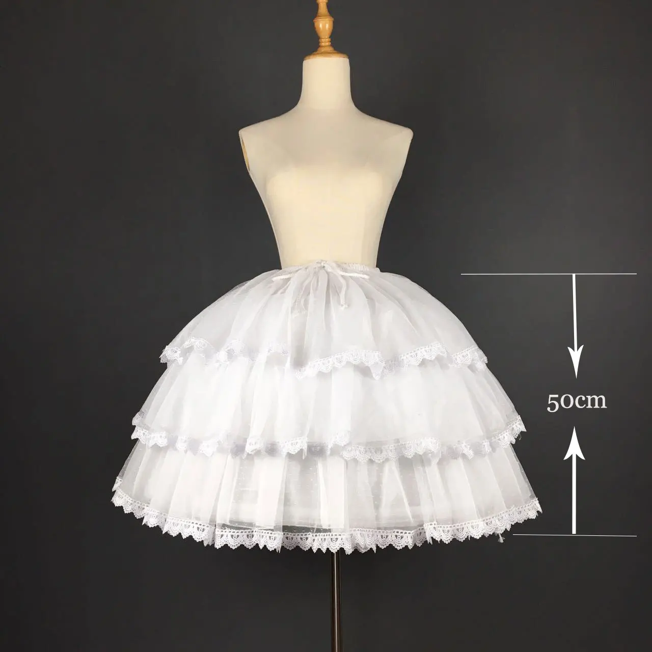 Sweet Short Convertible Rockability Petticoat Lace Trimmed A line/Ball Gown petticoat skirt Lolita Pettiskirt