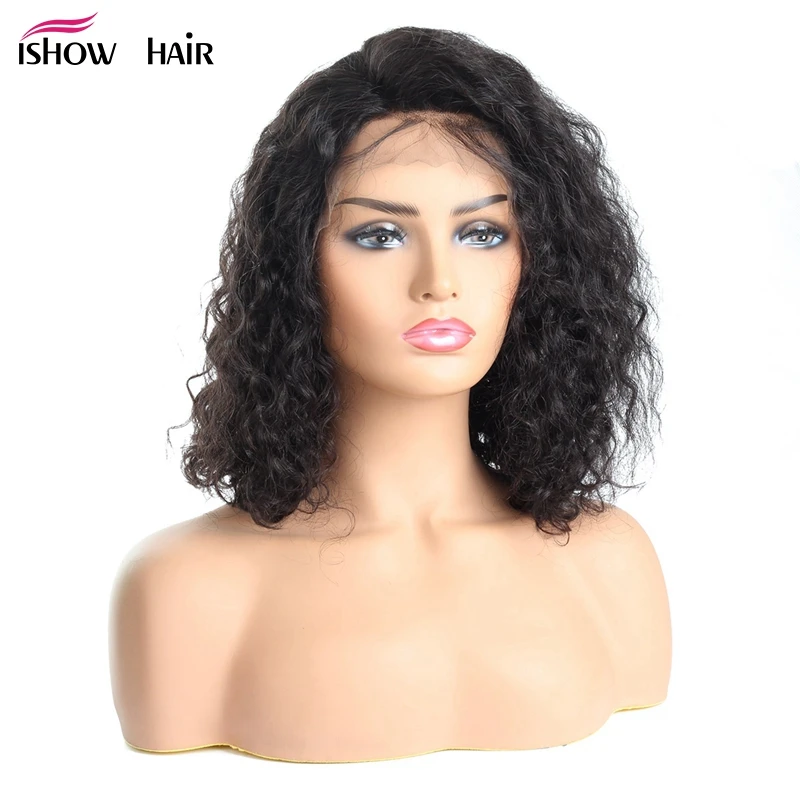 

Ishow Curly Hair Wig Brazilian Lace Front Human Hair Wigs Pre Plucked Short Bob Wigs For Black Women Remy Hair Free Shipping