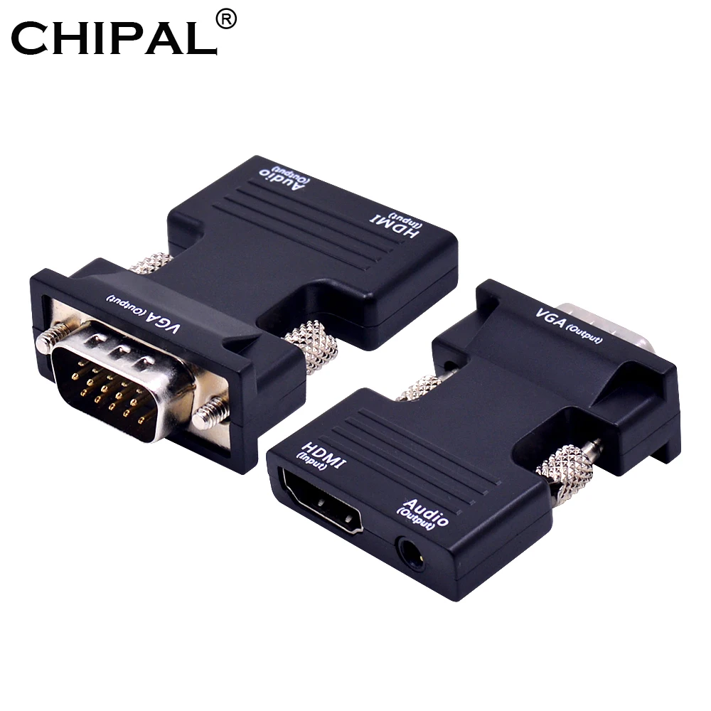Преобразователь CHIPAL hdmi vga адаптер HDMI2VGA с аудиокабелем для ПК настольного