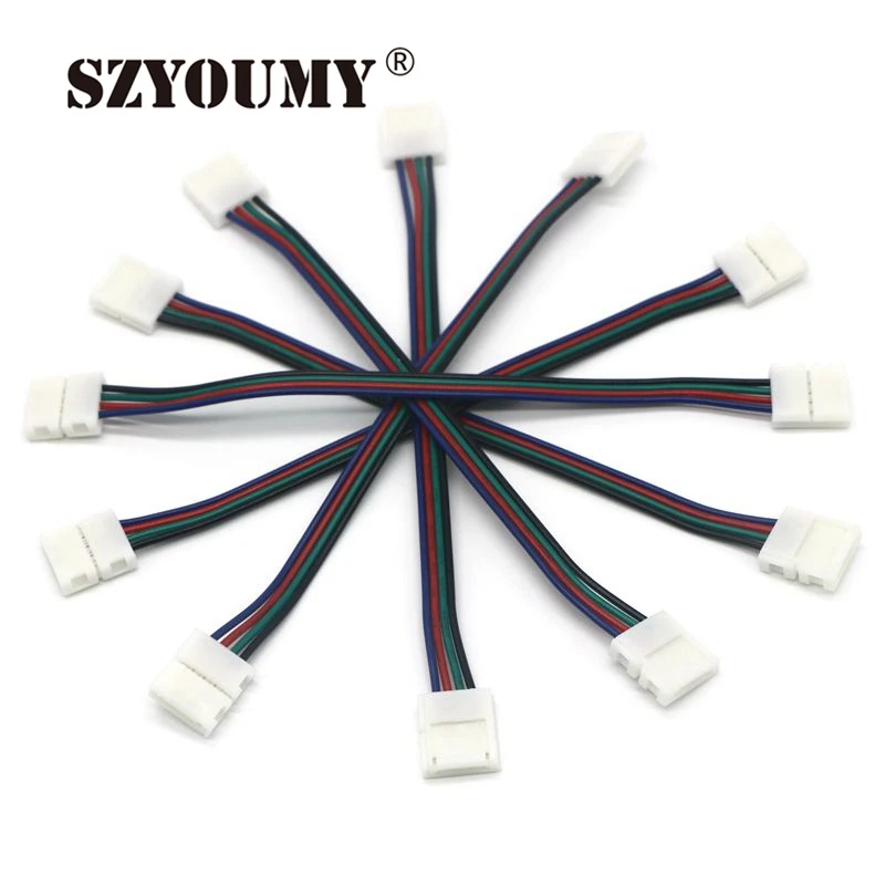 SZYOUMY 1000 шт. светодиодный 4-контактный разъем 10 мм с 15 см кабелями RGB Разъем для