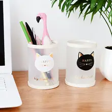 1 шт. Прозрачный матовый Пенал-органайзер для ручек с рисунком кота из мультфильма, канцелярский контейнер-ведро для карандашей, чехол, Товары для офиса и школы