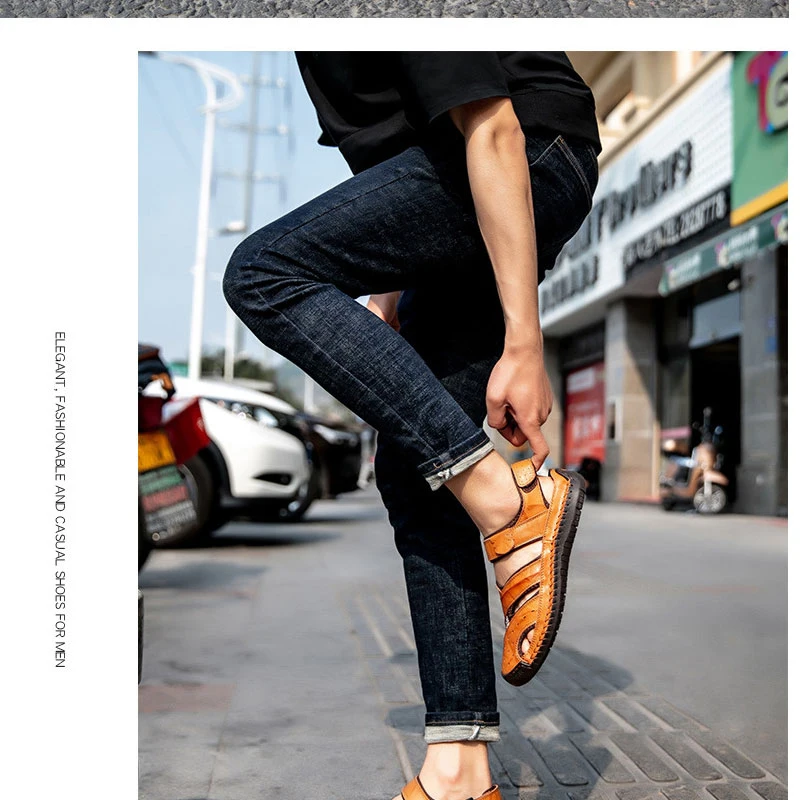 de couro macio antiderrapante sandálias zapatos de hombre