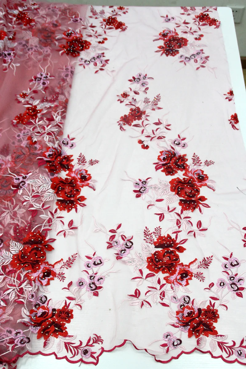 

2018 wine African Lace Fabric French Nigerian Mesh Tulle Embroidered stone Guipure Lace Swiss Voile Lace