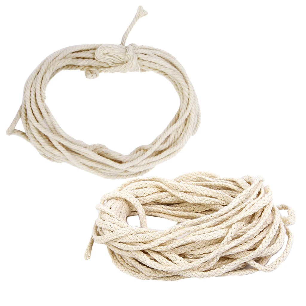 2PCS Cotton Rope Natural Braided Twisted Cord Twine Craft 3mm 5mm Diameter