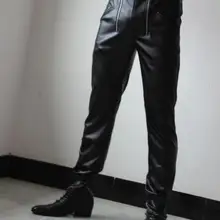 28-39 Горячая Весна Мужская Новая мода индивидуальный дизайн с двойной молнией Тонкий PU брюки