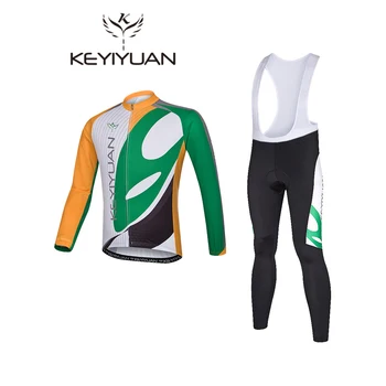 

KEYIYUAN 2018 Sportswear Cycling Wear Cycling Jersey bib pants set Outdoor Mountain Bike Bicycle Cycling Jersey Long Sleeve