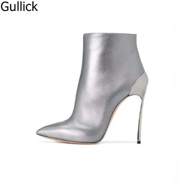 black booties silver heel