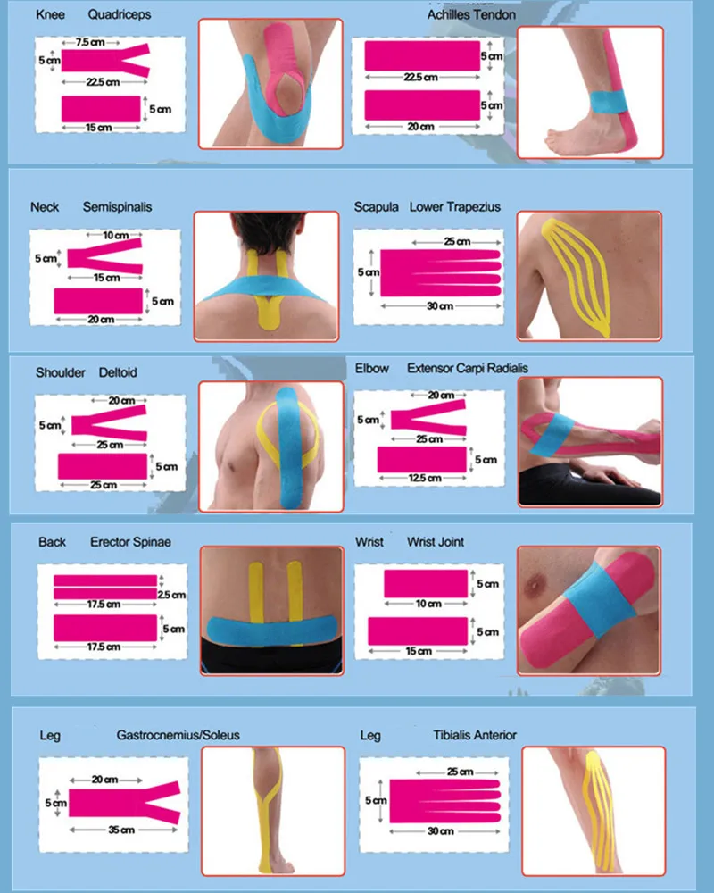 PROCIRCLE 6 шт./кор. 5 см x 5 м рулонов кинезиологии Клейкие ленты Водонепроницаемый Cutton Спорт Мышцы Клейкие ленты S- разные цвета