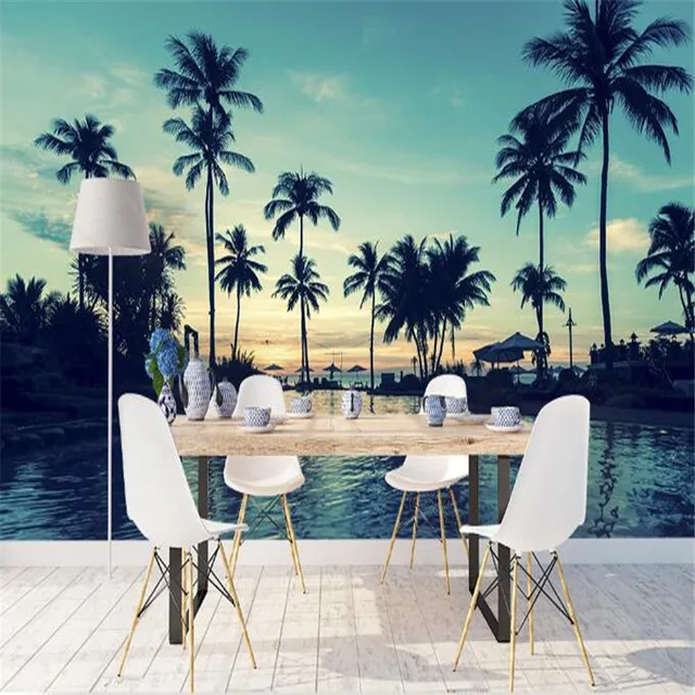blue custom mural 3d palm tree wallpaper for walls 3d tropical