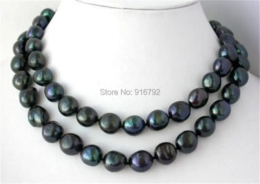 

HYFY20143235e>>>8-9mm baroque black freshwater pearl necklace 32