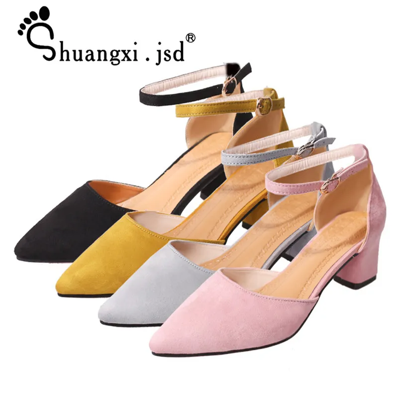 

Women Shoes Normal Size 35-40 2018 Summer New High Heels Fashion Suede Shallow Mouth Shoes High 5CM Chaussures Femmes