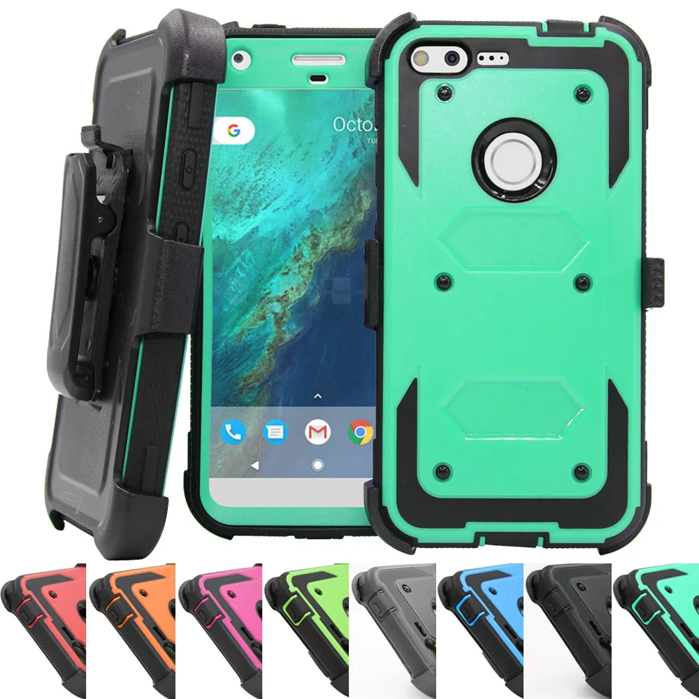 

For Google Pixel / Pixel XL Case Heavy Duty Shockproof Protective Rugged Case With Belt Clip 360 Degree Kickstand Holster Cover