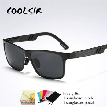 

COOLSIR Men Polarized Sunglasses Aluminum Magnesium Sun Glasses Driving Glasses Rectangle Shades For Men Oculos masculino Male