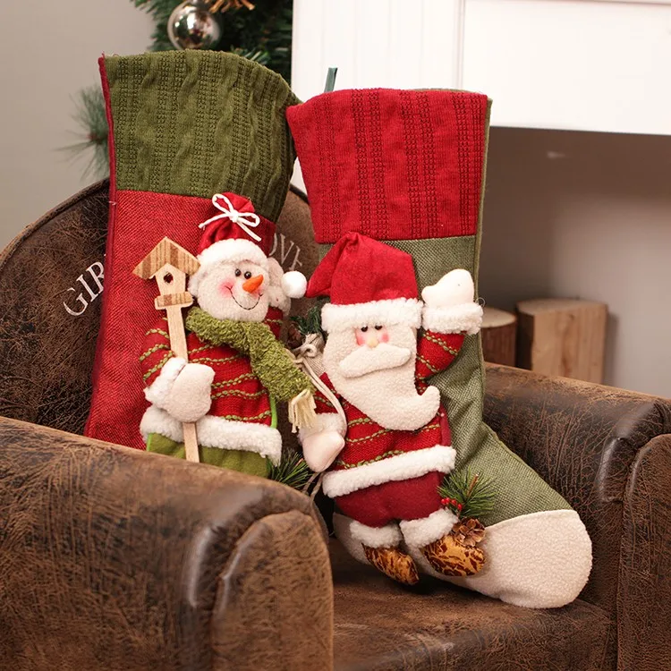 Рождественские чулки Санта-Клауса, снеговика, лося, рождественские держатели для подарков, рождественские подарочные пакеты, висячие украшения navidad