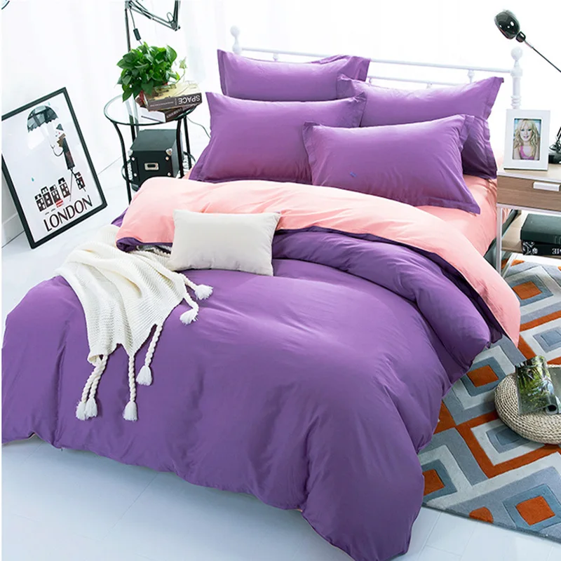 Purple Jade Color Duvet Cover Sets For Single Double Bed Kids