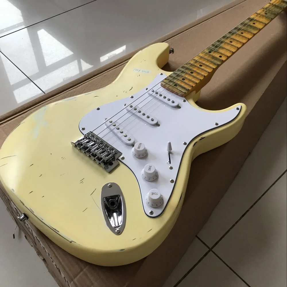 

Newest high quality ST electric guitar,handwork 6 Strings Maple fingerboard relics by hands guitarra,stratocastre gitaar