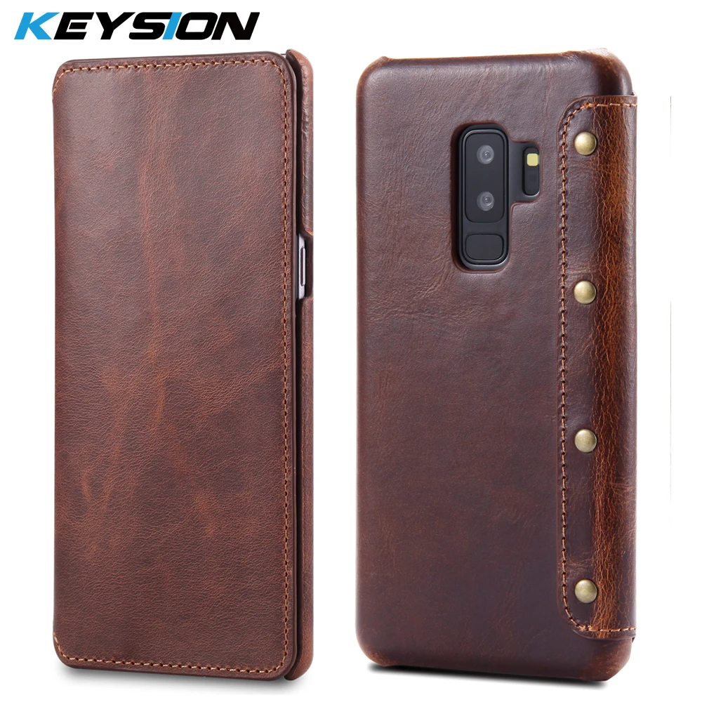 Чехол KEYSION для Samsung Galaxy S9 + Plus кошелек из натуральной кожи защитный чехол всего