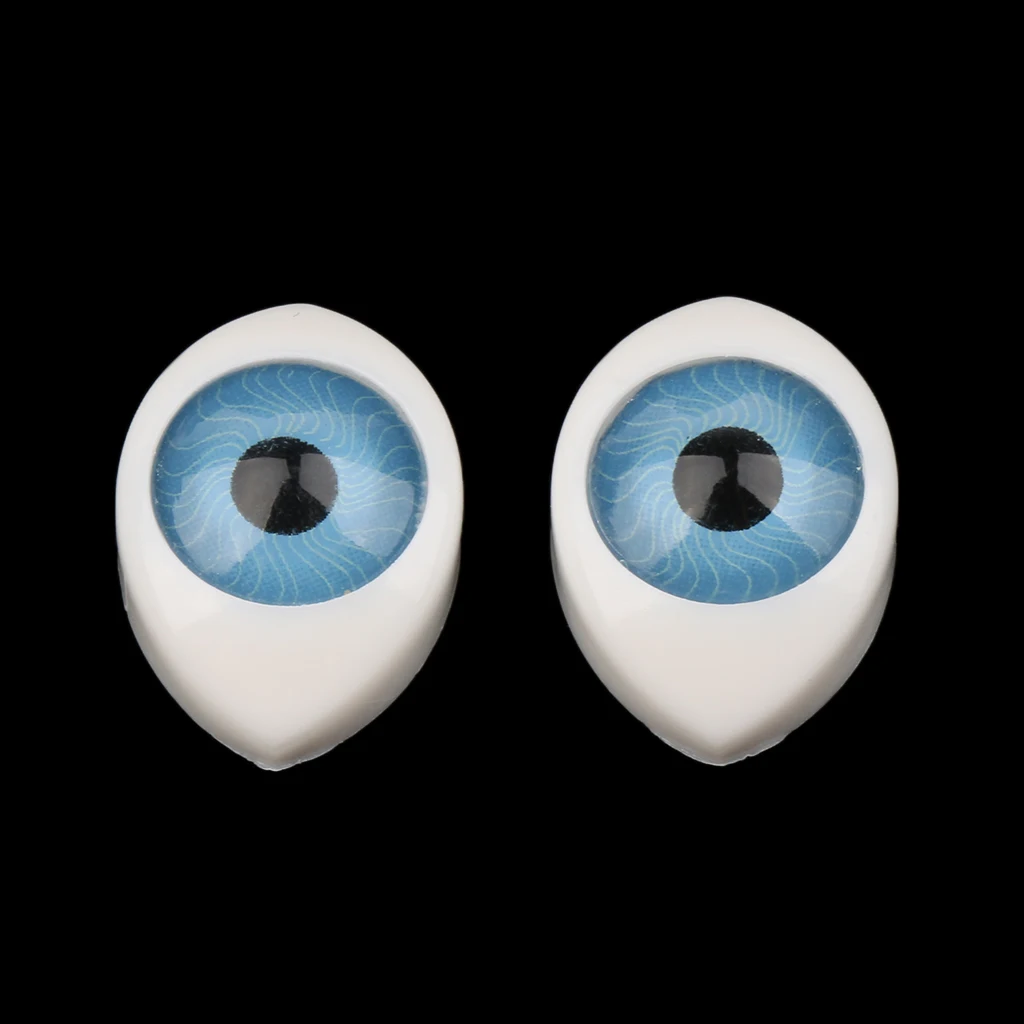 4 Color 8pcs Oval Hollow Back Plastic Eyes For Doll Mask DIY 9mm 2 in blue-green, 2 in brown, 2 in blue and 2 in green