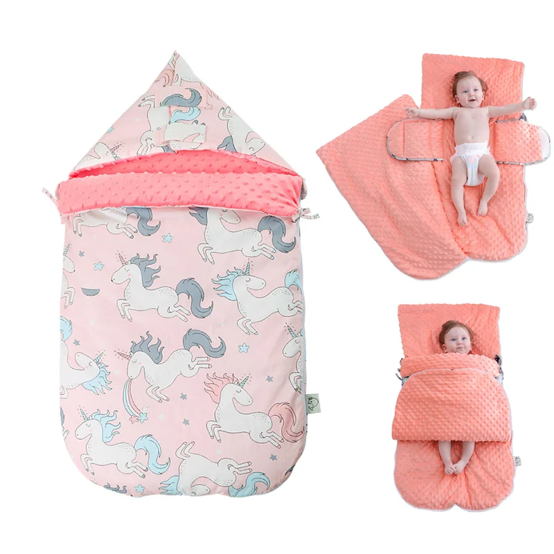 Теплый мягкий хлопковый спальный мешок с объемными гранулами, сумка для коляски, утолщенный спальный мешок для новорожденных, зимнее одеяло с защитой от ударов