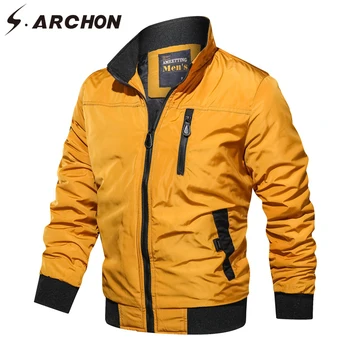 

S.ARCHON Autumn Casual Jackets Men Military Style Pilot Jacket Coat Solid Thermal Bomber Plus Size Army Tactical Jacket Men