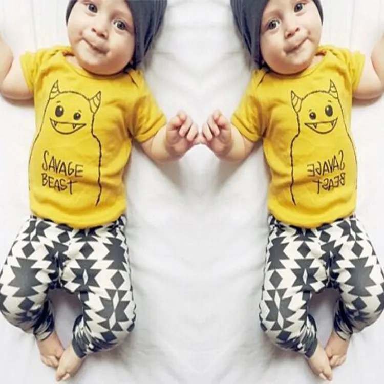 

Baby Boy Outfits Summer Toddlers Savage Beast T Shirt +Harem Pants Clothing Set for Infants Toddler Baby Girls Clothes WUA732101