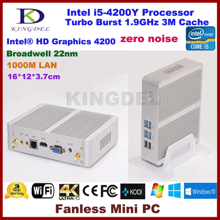 3 года гарантии Barebone PC Intel NUC i5 4200y dual core Безвентиляторный Мини ПК Оконные рамы HTPC Mini