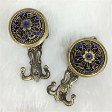 Синий горный хрусталь Шторы галстук задней стенке Крючки сплав Tieback держатели шляпа пальто Одеяние вешалка Интимные аксессуары Домашний Декор