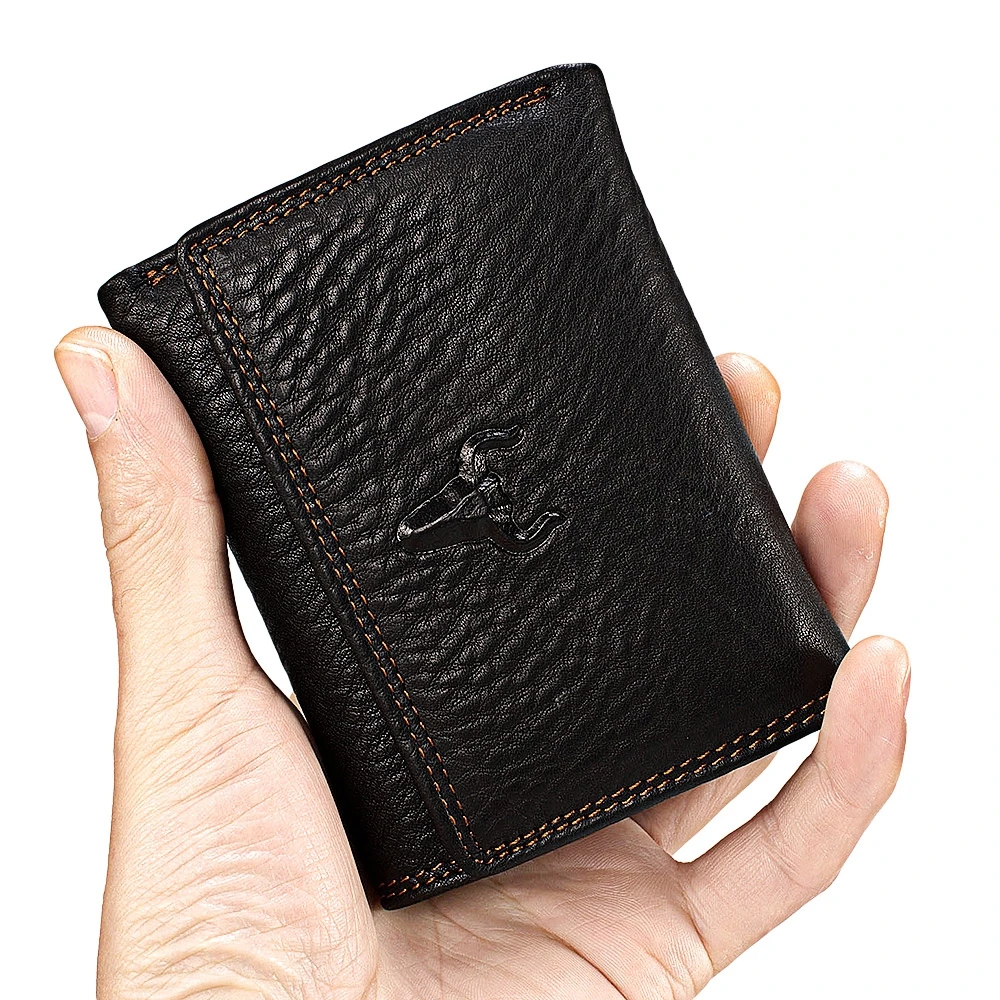 

2017 Mens Genuine Leather Short Wallet Hasp Cowhide Mini Short Money Clip Vintage Multi Card Trifold Soft Purses for Male