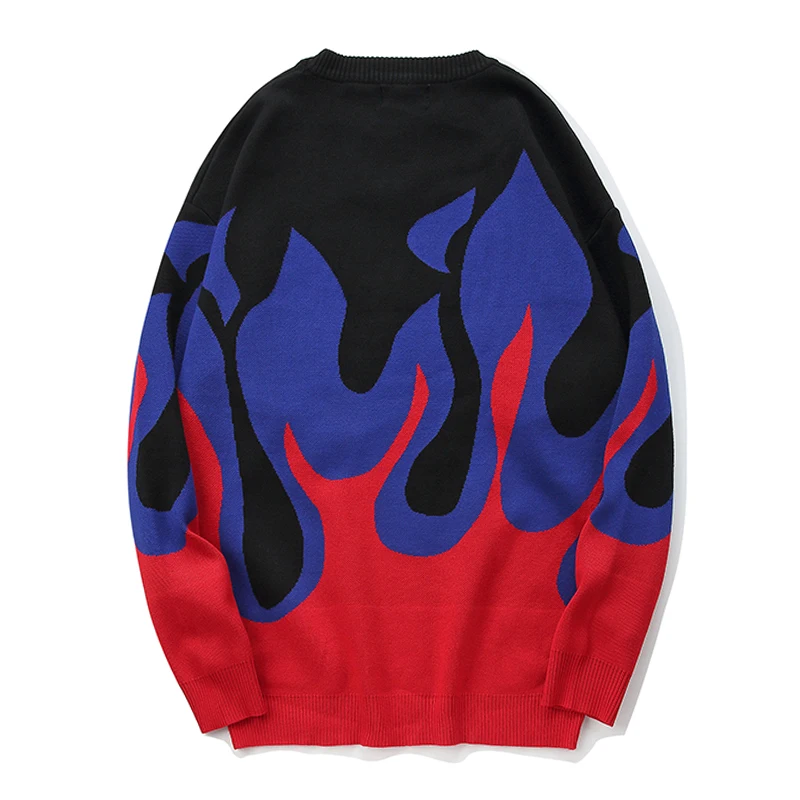 Темный значок пламени свитер мужской Зимний пуловер Свободный стиль мужские свитера свитер в стиле хип-хоп Уличная одежда