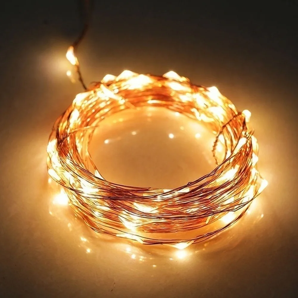 Luzes de Fadas de Cordas da Lâmpada Decoração da Bateria Fio de Cobre Luzes Cordas 30 40 50 100led Party Brilhantes Operado Levou Guirlanda Led 20 - 11 De Fadas de Cordas Da Lâmpada decoração