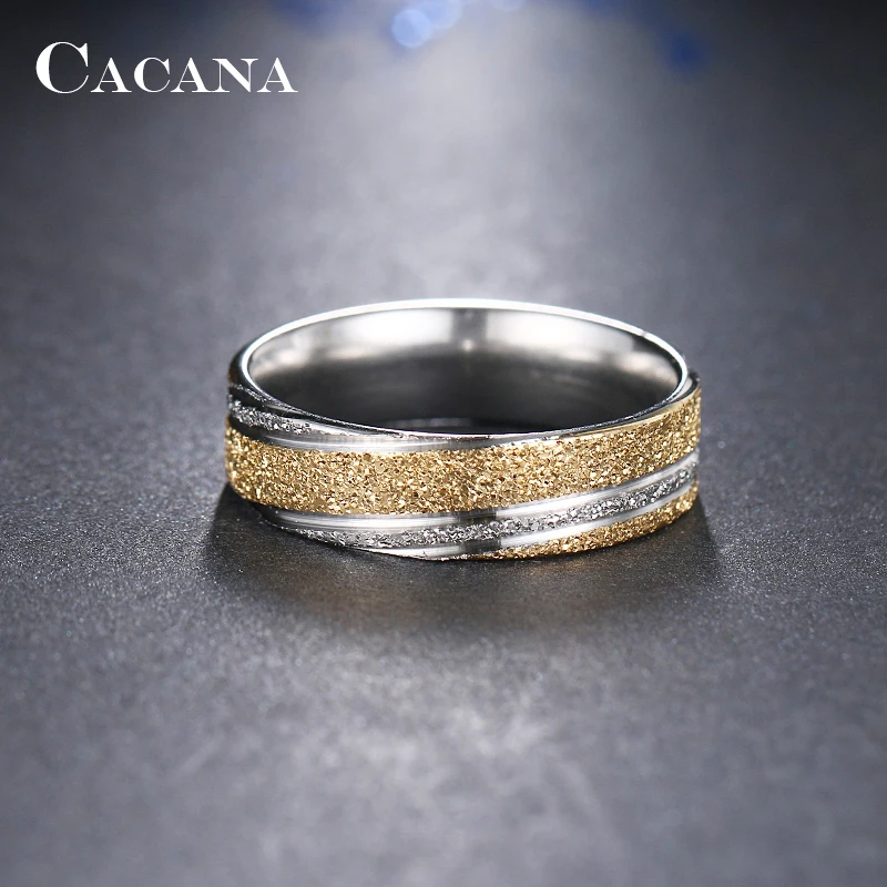 CACANA Stainless Steel Rings For Women Personalized Fashion Shining Sand On Jewelry Wholesale NO.R81