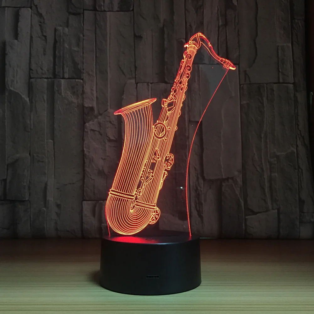 Sax модель 3D светодиодный ночник 7 Изменение цвета саксофон музыкальные инструменты настроение настольная лампа Сенсор свет рождественский