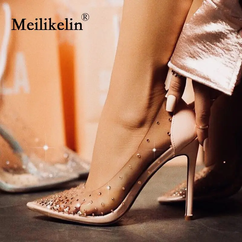 2019 sexy Rhinestone women’s pumps Red wedding shoes spring summer stilettos high-heeled PVC party dress femme shoes apricot 40 2019 sexy Rhinestone women’s pumps Red wedding shoes spring summer stilettos high-heeled PVC party dress femme shoes apricot 40