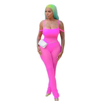 

Sleeveless High Wait Backless Sexy Strtchy Body 2019 See Through Summer Women New Fashion Solid Jumpsuit