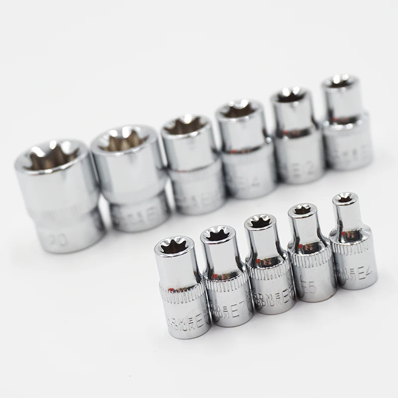 Набор торксов Torx Star 11 шт. 1/4 дюйма 3/8 тип e розетки E4 E5 E6 E7 E8 E10 E12 E14 E16 E18 E20 ручные