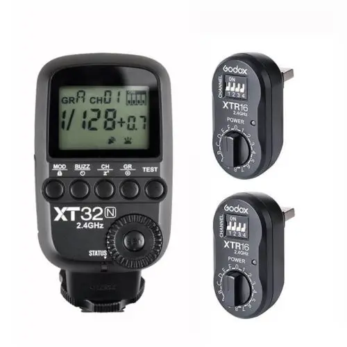 

Godox XT32N 2.4G HSS Flash Trigger Transmitter for Nikon + 2PCS XTR-16 Receiver