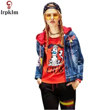 Женские свободные джинсовые пальто плюс размер джинсовая куртка для женщин осень весна пальто с длинными рукавами короткий топ Куртки Новинка CH573