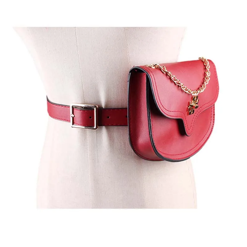 

Women Waist Pack Leather Fanny Bag Belt for Girl Chains Shoulder Bags Fashion Fanny Pack belt bags 2019 Waist Bag for Ladies New
