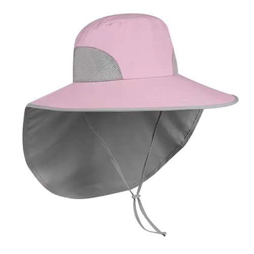 FURTALK, Солнцезащитная шляпа для женщин, летняя, конский хвост, шляпы в стиле сафари, с шейным клапаном, широкими полями, дышащая, защита от солнца, рыбалка, Пешие прогулки, шапка - Цвет: Розовый