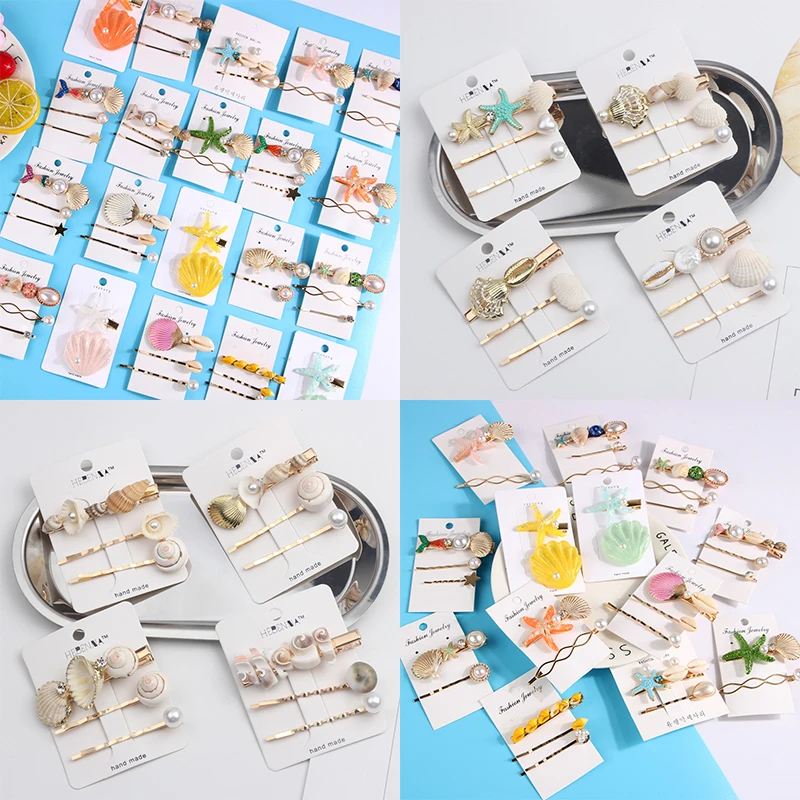 

Glitter shell crystal hair clip pearl hairpin barrettes hairgrip fashion girls flower headdress women handmade hair accessories