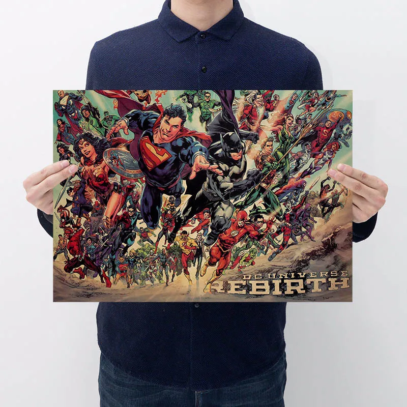 Marvel аниме супергерой мультфильм наклейка Классический Человек-паук плакат с суперменом ремесло печать наклейка на стену Мстители Ретро плакат - Цвет: Poster E