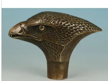 

bronze Pure Copper Old Qing Ming Brass chinese Bronze Hand Carved Eagle Statue Cane Walking Stick Head