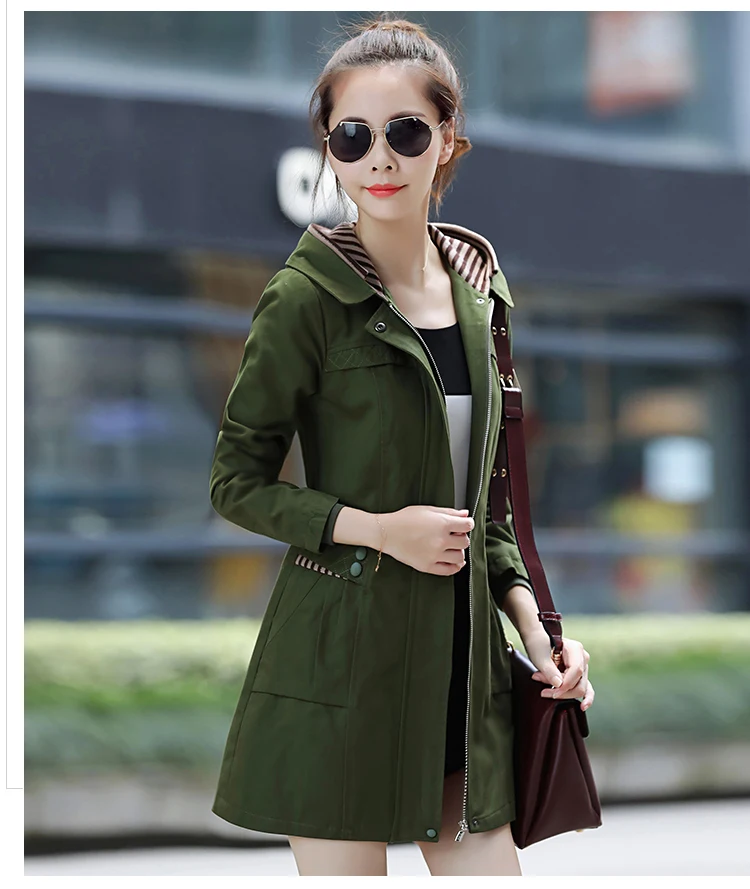 Стиль ветровка пальто весна осень Женское пальто с капюшоном корейский Тонкий длинный Тренч пальто размера плюс пальто а307